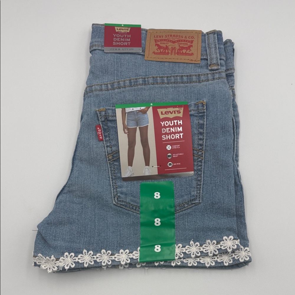 Levi's Blue Denim Shorts with White Lace size 8 Youth